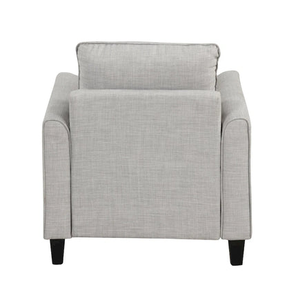 Fauteuil Rowan contemporain à accoudoirs évasés et pieds fuselés en bois massif, canapé une place recouvert de tissu, par Furniture of America