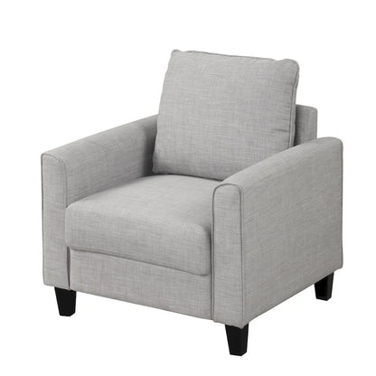 Fauteuil Rowan contemporain à accoudoirs évasés et pieds fuselés en bois massif, canapé une place recouvert de tissu, par Furniture of America