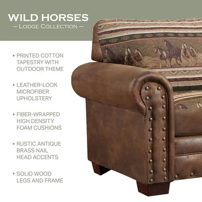 Fauteuil Wild Horses, modèle 8501-00-40, avec repose-pieds assorti, de la collection American Furniture Classics.
