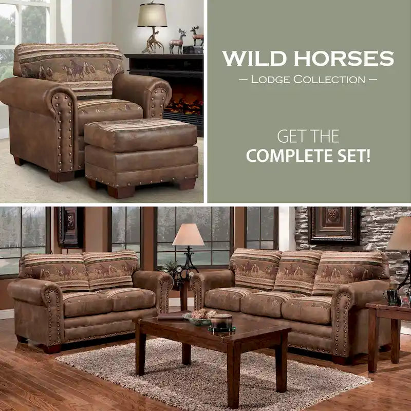 Fauteuil Wild Horses, modèle 8501-00-40, avec repose-pieds assorti, de la collection American Furniture Classics.