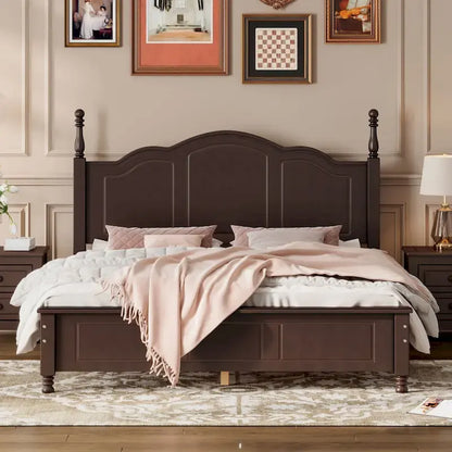 Lit plateforme en bois de style rétro, format queen