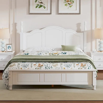 Lit plateforme en bois de style rétro, format queen
