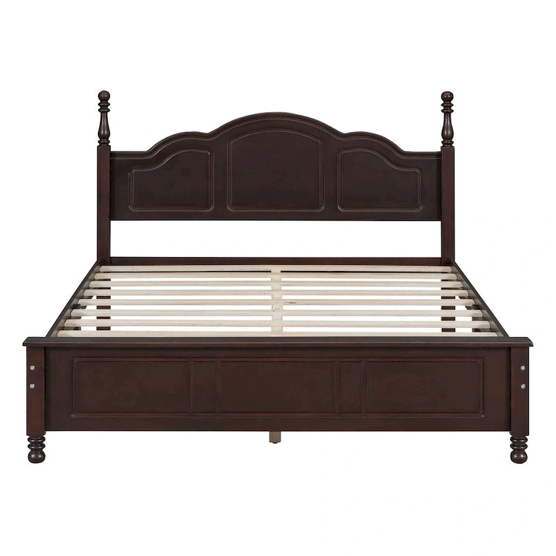 Lit plateforme en bois de style rétro, format queen