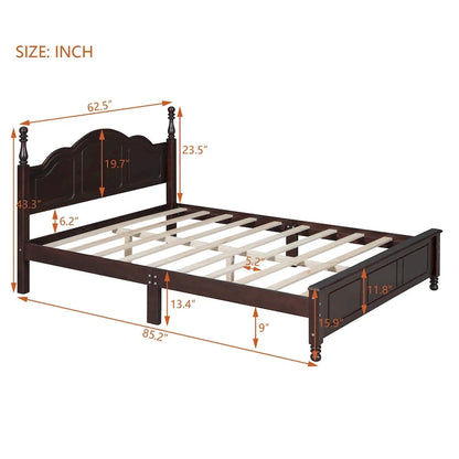 Lit plateforme en bois de style rétro, format queen
