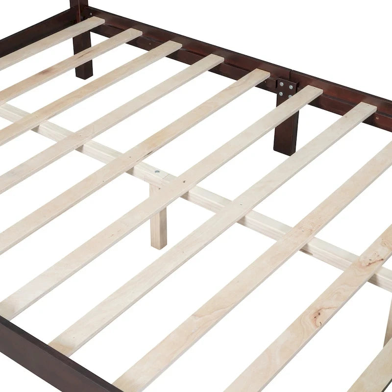 Lit plateforme en bois de style rétro, format queen