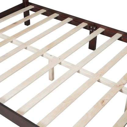 Lit plateforme en bois de style rétro, format queen