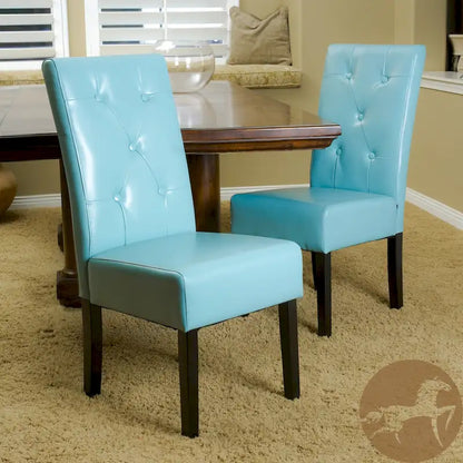 Chaises de salle à manger Taylor en cuir reconstitué bleu (lot de 2) par Christopher Knight Home - Non disponible