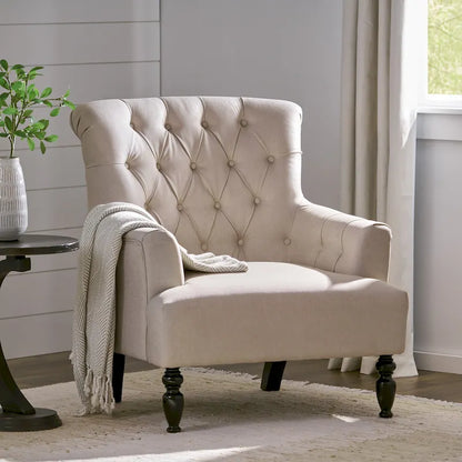 Fauteuil club capitonné Bernstein avec dossier roulé par Christopher Knight Home