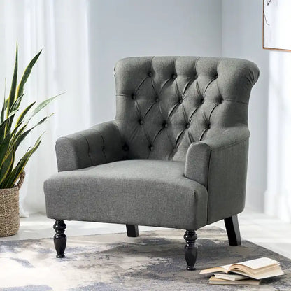 Fauteuil club capitonné Bernstein avec dossier roulé par Christopher Knight Home