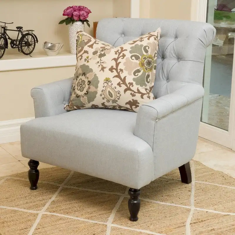 Fauteuil club capitonné Bernstein avec dossier roulé par Christopher Knight Home
