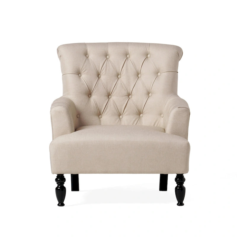 Fauteuil club capitonné Bernstein avec dossier roulé par Christopher Knight Home