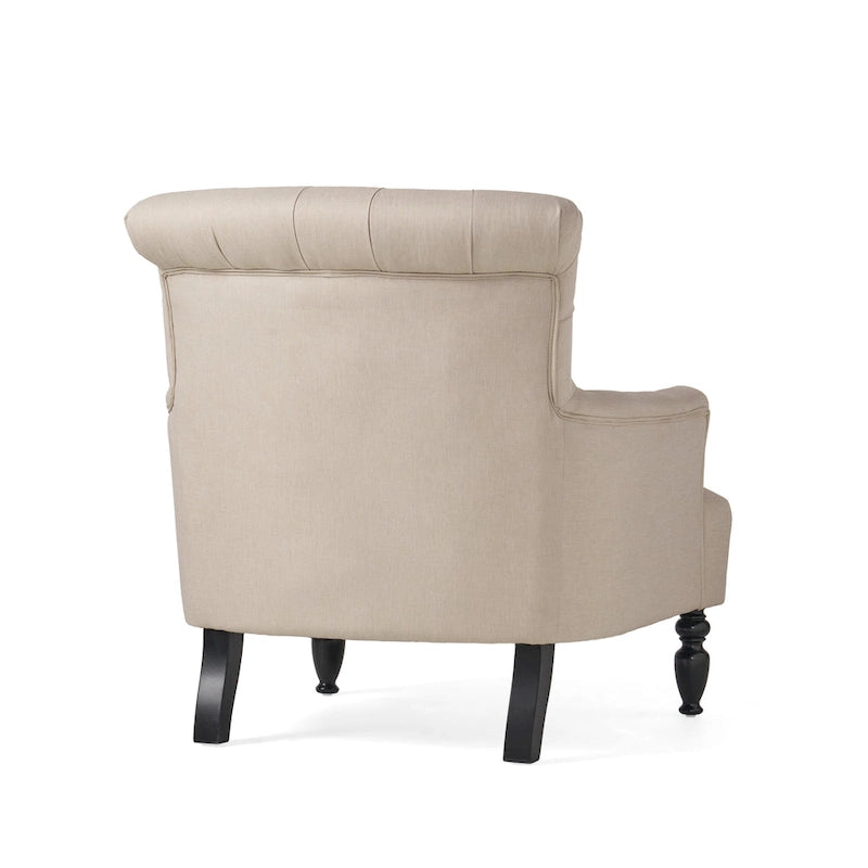 Fauteuil club capitonné Bernstein avec dossier roulé par Christopher Knight Home
