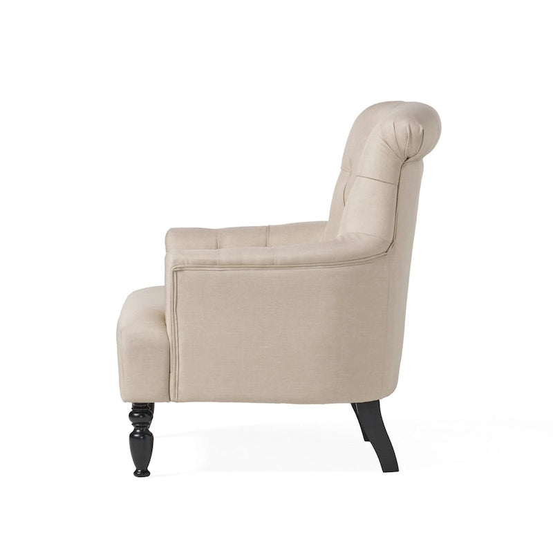 Fauteuil club capitonné Bernstein avec dossier roulé par Christopher Knight Home