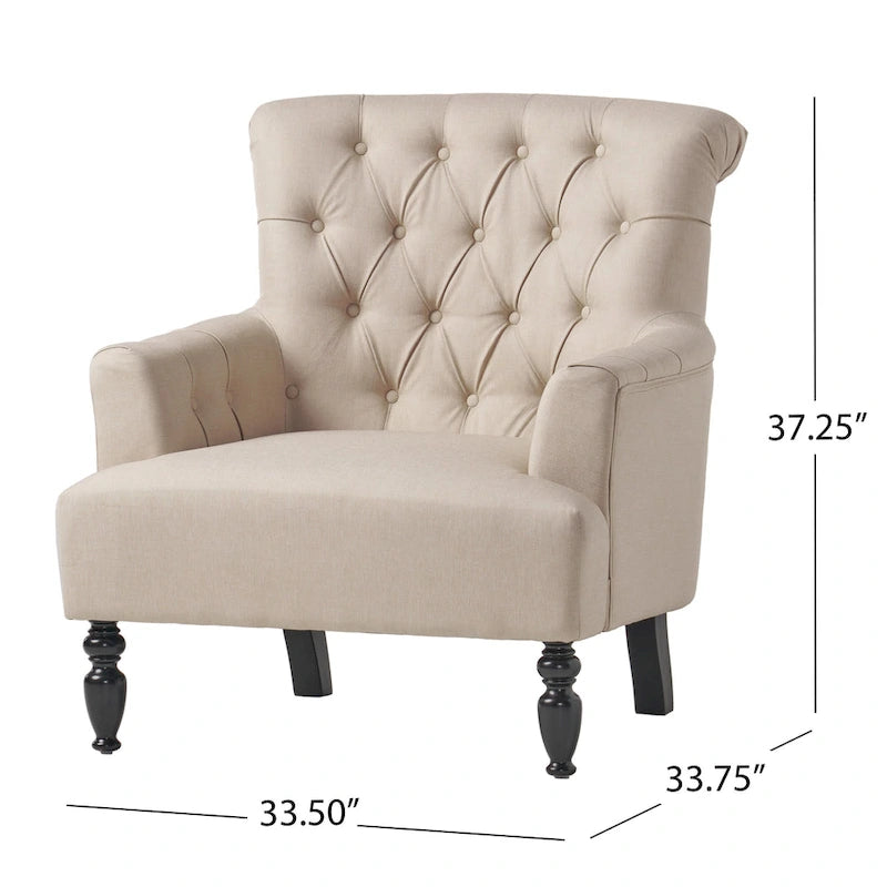 Fauteuil club capitonné Bernstein avec dossier roulé par Christopher Knight Home