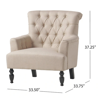 Fauteuil club capitonné Bernstein avec dossier roulé par Christopher Knight Home