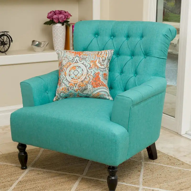 Fauteuil club capitonné Bernstein avec dossier roulé par Christopher Knight Home