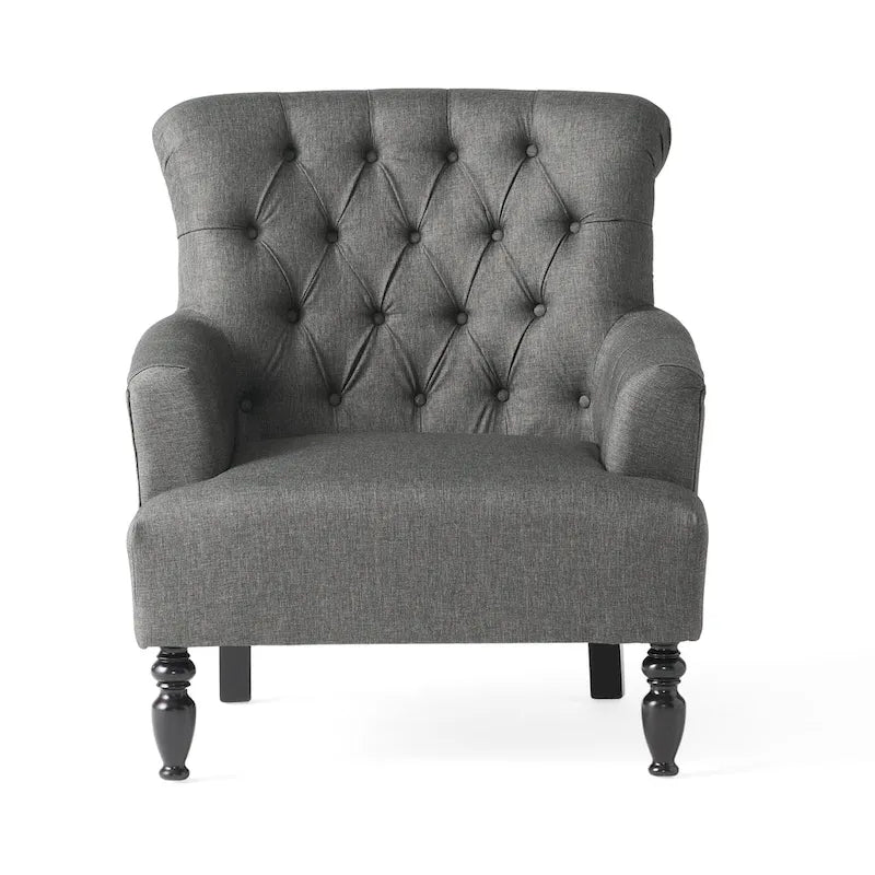 Fauteuil club capitonné Bernstein avec dossier roulé par Christopher Knight Home