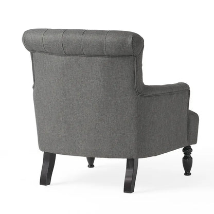 Fauteuil club capitonné Bernstein avec dossier roulé par Christopher Knight Home