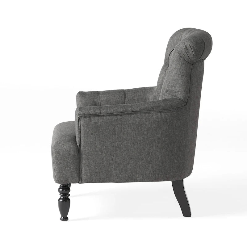 Fauteuil club capitonné Bernstein avec dossier roulé par Christopher Knight Home