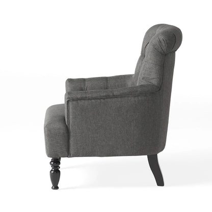 Fauteuil club capitonné Bernstein avec dossier roulé par Christopher Knight Home