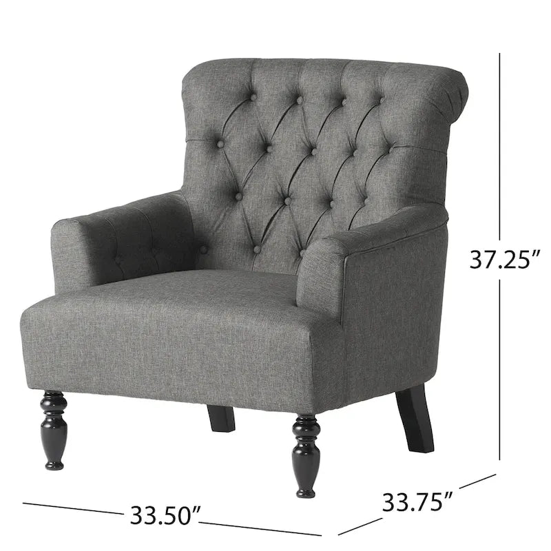 Fauteuil club capitonné Bernstein avec dossier roulé par Christopher Knight Home