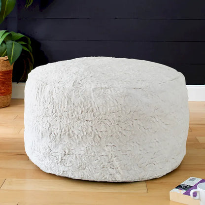 Pouf/ottoman rond d'intérieur Sorra Home, grand modèle, en fausse fourrure
