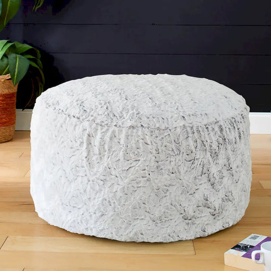 Pouf/ottoman rond d'intérieur Sorra Home, grand modèle, en fausse fourrure