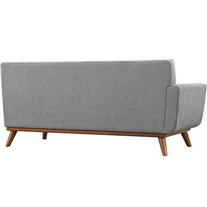 Canapé deux places Engage Mid-century Modern en tissu, accoudoir gauche, bleu azur
