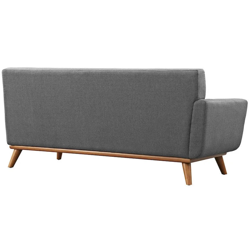 Canapé deux places Engage Mid-century Modern en tissu, accoudoir gauche, bleu azur