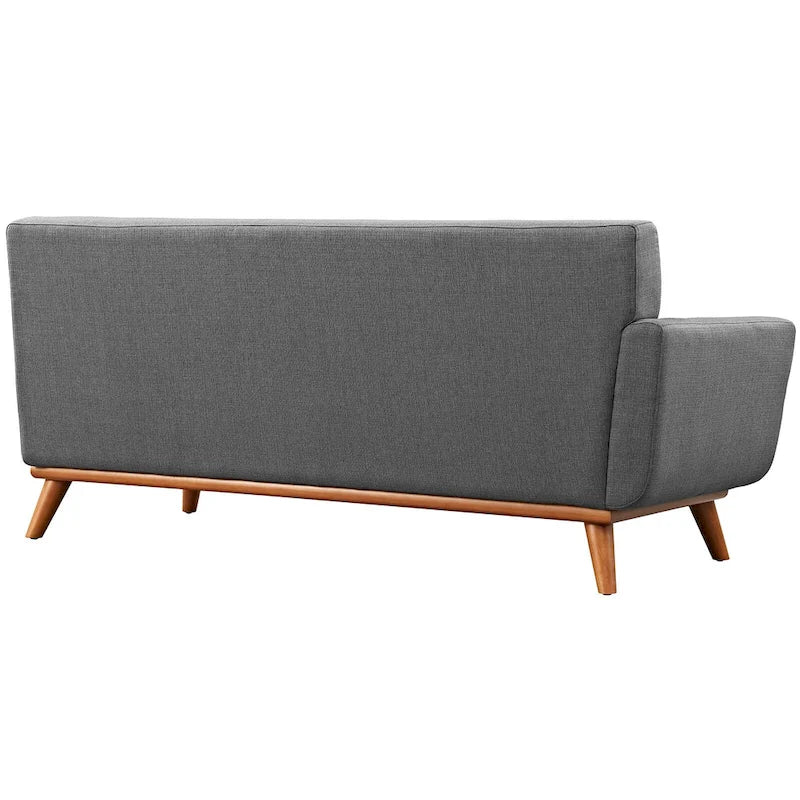 Canapé deux places Engage Mid-century Modern en tissu, accoudoir gauche, bleu azur