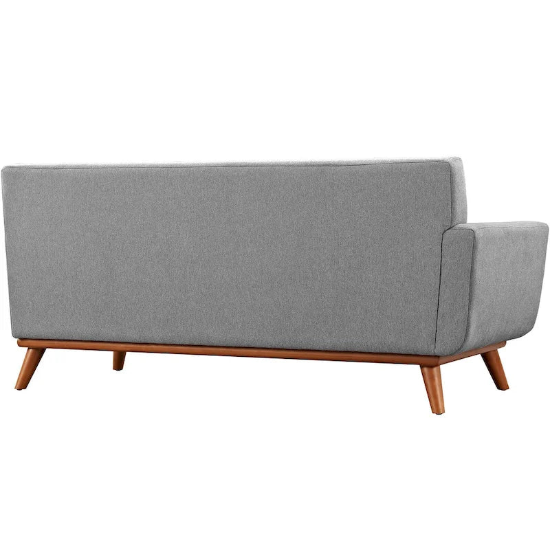 Canapé deux places Engage Mid-century Modern en tissu, accoudoir gauche, bleu azur