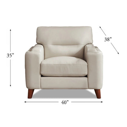 Fauteuil Hydeline Elm en cuir pleine fleur avec plumes, mousse à mémoire de forme et ressorts