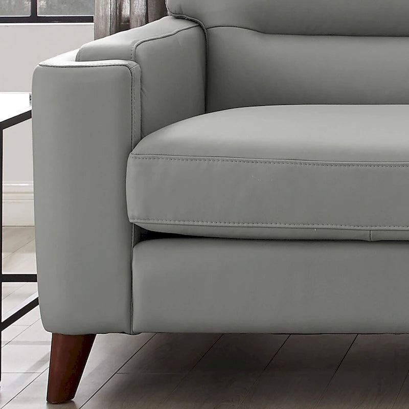 Fauteuil Hydeline Elm en cuir pleine fleur avec plumes, mousse à mémoire de forme et ressorts