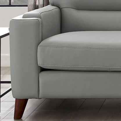 Fauteuil Hydeline Elm en cuir pleine fleur avec plumes, mousse à mémoire de forme et ressorts