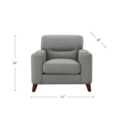 Fauteuil Hydeline Elm en cuir pleine fleur avec plumes, mousse à mémoire de forme et ressorts