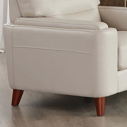 Fauteuil Hydeline Elm en cuir pleine fleur avec plumes, mousse à mémoire de forme et ressorts