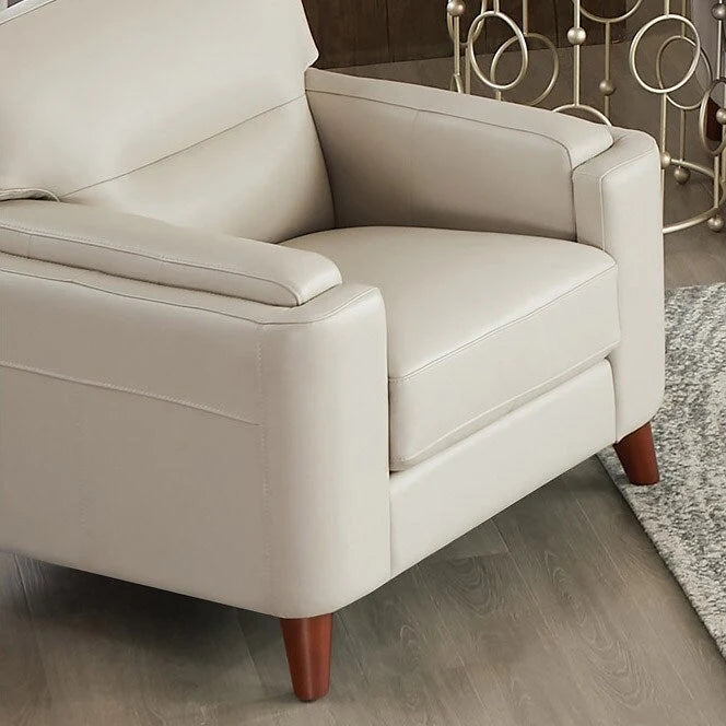 Fauteuil Hydeline Elm en cuir pleine fleur avec plumes, mousse à mémoire de forme et ressorts