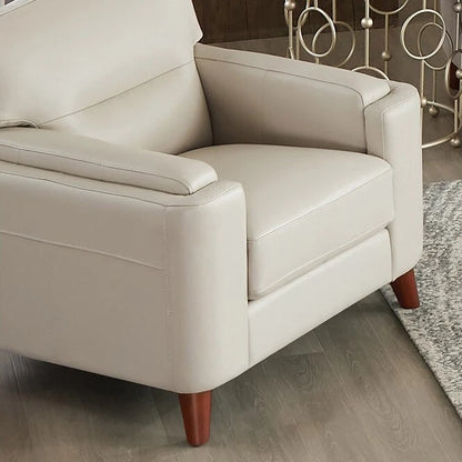 Fauteuil Hydeline Elm en cuir pleine fleur avec plumes, mousse à mémoire de forme et ressorts