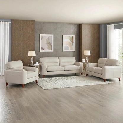 Fauteuil Hydeline Elm en cuir pleine fleur avec plumes, mousse à mémoire de forme et ressorts