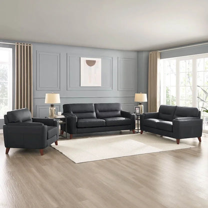 Fauteuil Hydeline Elm en cuir pleine fleur avec plumes, mousse à mémoire de forme et ressorts