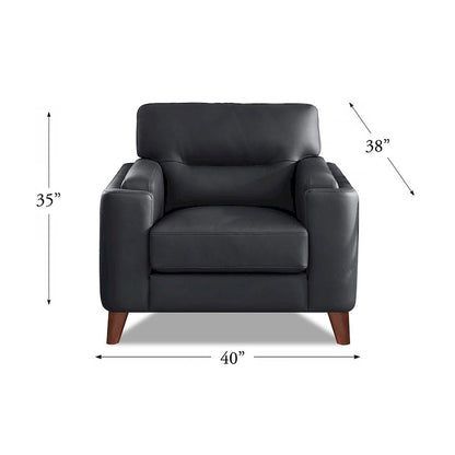 Fauteuil Hydeline Elm en cuir pleine fleur avec plumes, mousse à mémoire de forme et ressorts