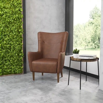 Fauteuil d'appoint à oreilles rembourré, style commercial, avec structure et pieds en bois - 84,4 cm (P) x 75,6 cm (L) x 104,8 cm (H)