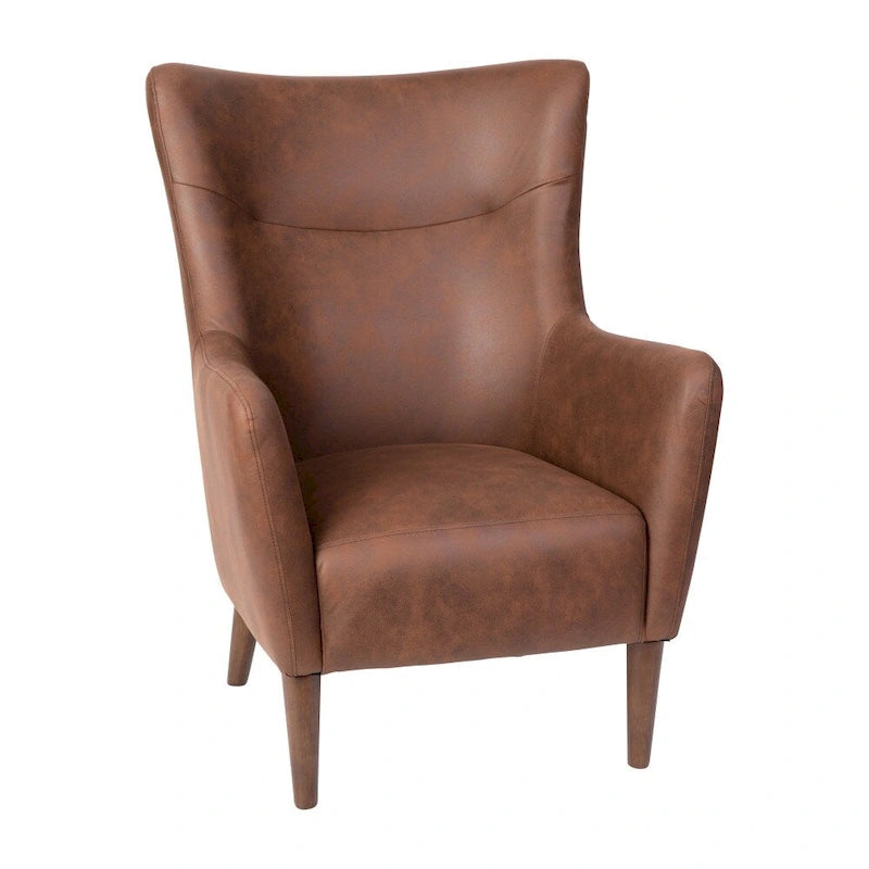 Fauteuil d'appoint à oreilles rembourré, style commercial, avec structure et pieds en bois - 84,4 cm (P) x 75,6 cm (L) x 104,8 cm (H)