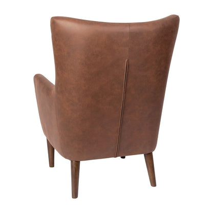 Fauteuil d'appoint à oreilles rembourré, style commercial, avec structure et pieds en bois - 84,4 cm (P) x 75,6 cm (L) x 104,8 cm (H)