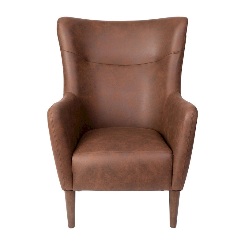 Fauteuil d'appoint à oreilles rembourré, style commercial, avec structure et pieds en bois - 84,4 cm (P) x 75,6 cm (L) x 104,8 cm (H)