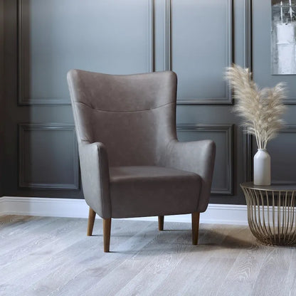 Fauteuil d'appoint à oreilles rembourré, style commercial, avec structure et pieds en bois - 84,4 cm (P) x 75,6 cm (L) x 104,8 cm (H)