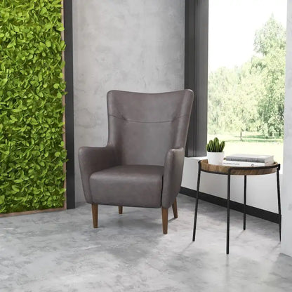 Fauteuil d'appoint à oreilles rembourré, style commercial, avec structure et pieds en bois - 84,4 cm (P) x 75,6 cm (L) x 104,8 cm (H)