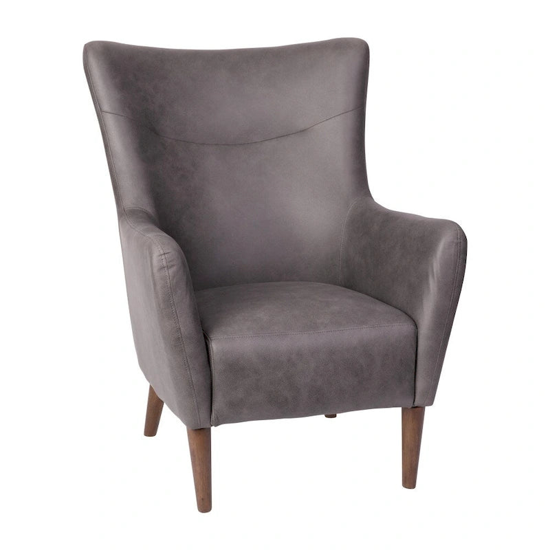 Fauteuil d'appoint à oreilles rembourré, style commercial, avec structure et pieds en bois - 84,4 cm (P) x 75,6 cm (L) x 104,8 cm (H)