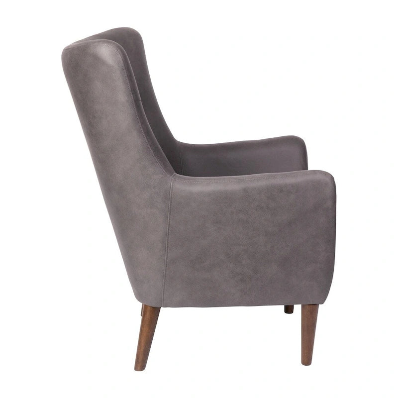 Fauteuil d'appoint à oreilles rembourré, style commercial, avec structure et pieds en bois - 84,4 cm (P) x 75,6 cm (L) x 104,8 cm (H)