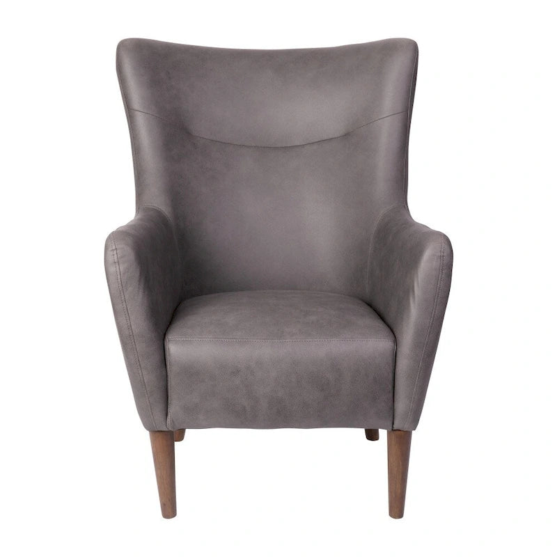 Fauteuil d'appoint à oreilles rembourré, style commercial, avec structure et pieds en bois - 84,4 cm (P) x 75,6 cm (L) x 104,8 cm (H)
